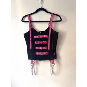 TRIPP NYC Corset Black Pink Chains Daang Goodman Size S